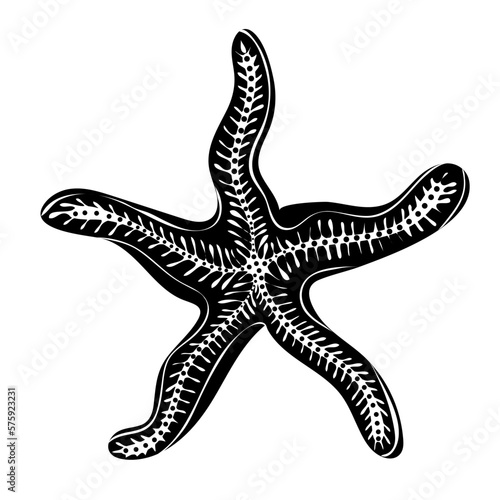 Silhouette of starfish. Marine dweller. Concept of sea and ocean life. Vector illustration