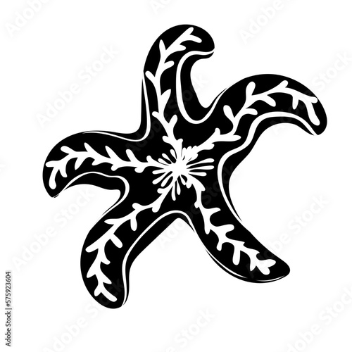 Silhouette of starfish. Marine dweller. Concept of sea and ocean life. Vector illustration