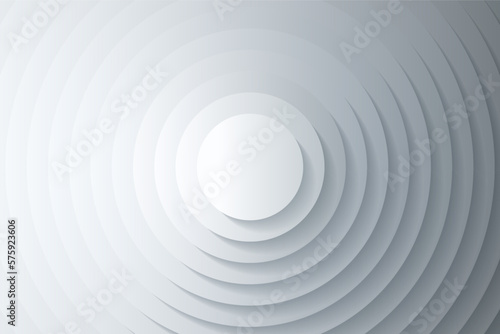 Concentric circles with shadows. Abstract background. White circulars. . Cut out paper. Vector graphic design