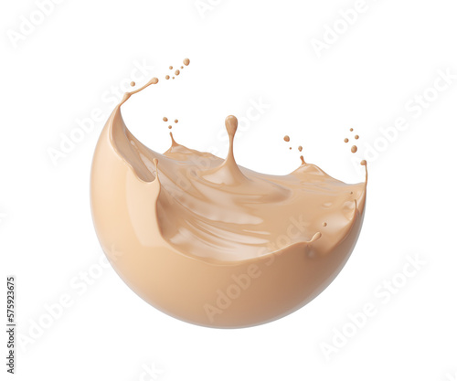 Cosmetic liquid foundation splash in sphere shape isolated on white background, 3d illustration. photo