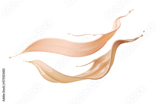 Cosmetic Liquid, foundation splash cream for beauty cosmetic product, with clipping path 3d illustration.