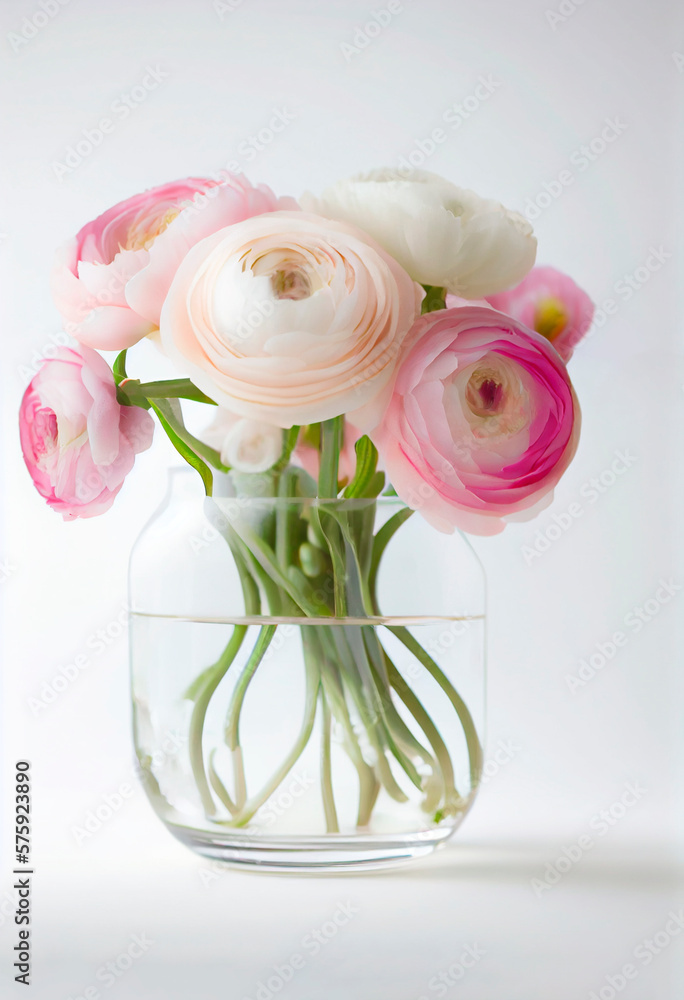 Fototapeta premium bouquet of flowers ranunculi, ai generation