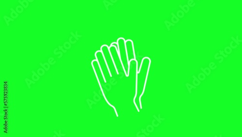 Animated applause white line icon. Cheering audience. Appreciation. Loop HD video with chroma key, alpha channel on transparent background, black solid background. Outline motion graphic animation photo