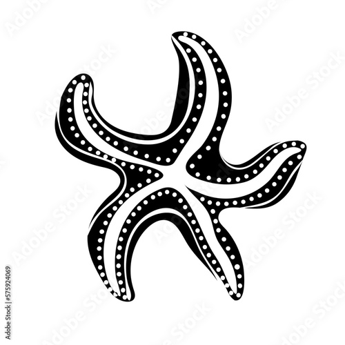 Silhouette of starfish. Marine dweller. Concept of sea and ocean life. Vector illustration