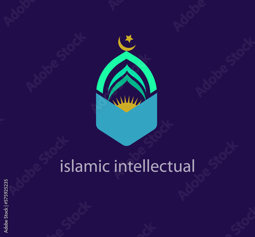 Islamic education with intellectual style logo design template. Abstract arabic symbol. Modern color transitions. Religion and Culture design logo template. vector.