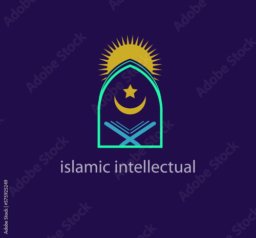Islamic education with intellectual style logo design template. Abstract arabic symbol. Modern color transitions. Religion and Culture design logo template. vector.