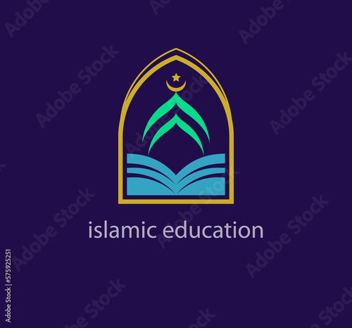 Unique style of islamic religious education logo design template. Abstract arabic symbol. Unique shapes. Modern color transitions. Religion and Culture design logo template. vector.