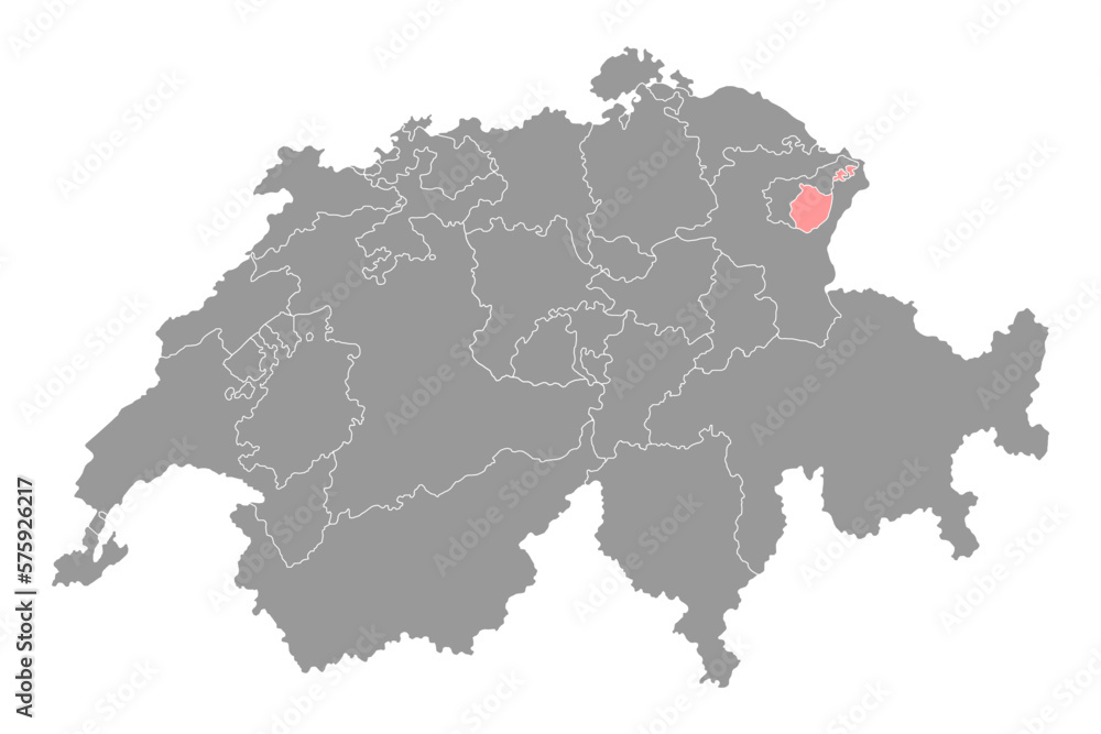Appenzell Innerrhoden map, Cantons of Switzerland. Vector illustration.
