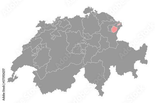 Appenzell Innerrhoden map, Cantons of Switzerland. Vector illustration. photo