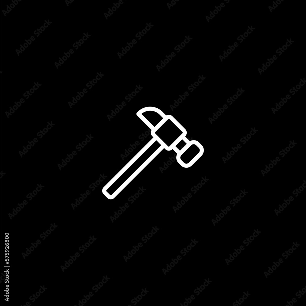 Hammer icon flat vector illustration for graphic and web design isolated on black background. Hammer icon flat vector illustration for graphic and web design isolated on black background.