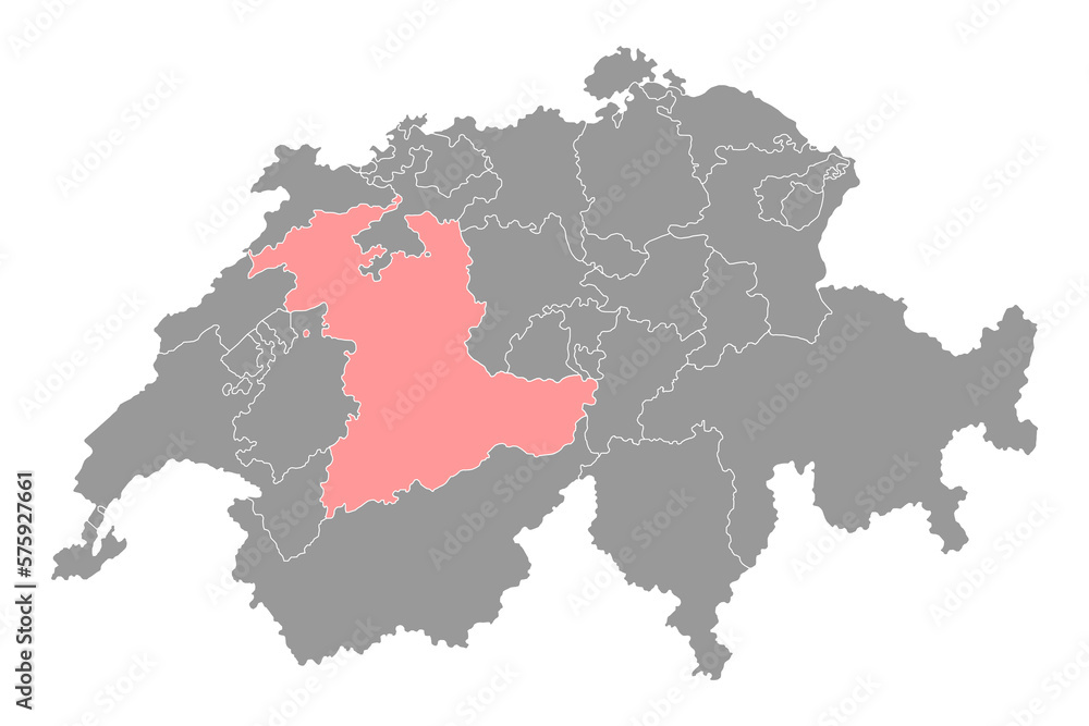 Fototapeta premium Bern map, Cantons of Switzerland. Vector illustration.