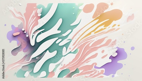 Abstract background with soft pastel color strokes and splashes that blend together and create a dynamic atmosphere