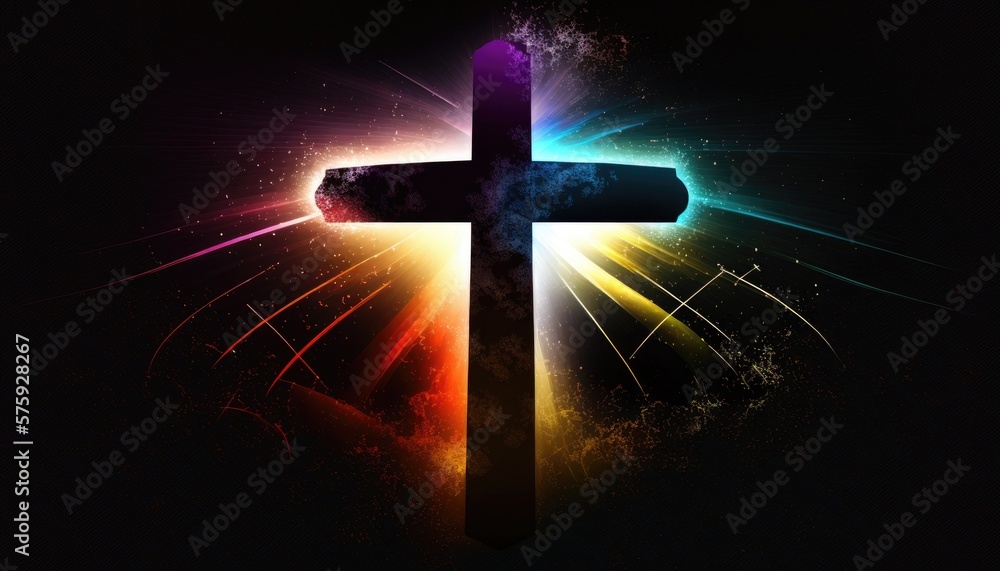 Cross in colorful radiant elements
