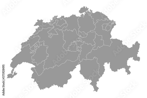 Switzerland map with Cantons. Vector illustration.