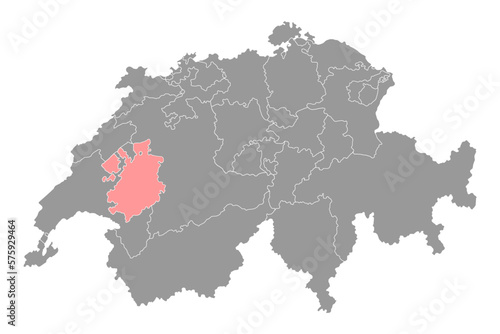Fribourg map, Cantons of Switzerland. Vector illustration.