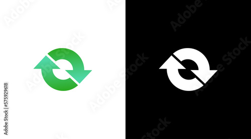 Recycle logo reload environment vector monogram icon Design template