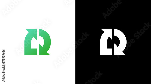 Letter R logo recycle environment vector monogram icon Design template