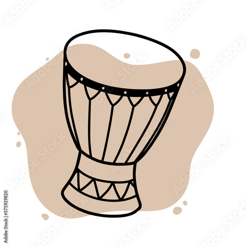 Doodle Of Djembe Music Traditional. Hand drawn African djembe icon