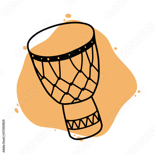 Doodle Of Djembe Music Traditional. Hand drawn African djembe icon
