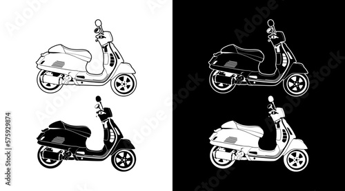 Scooter matic motorcycle side view detailed vector illustration outline icon Design