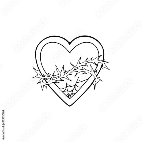 vector illustration of a heart with thorns