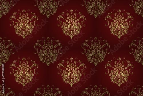 Seamless pattern with interesting doodles on colorfil background. Pano. Raster illustration. Vintage style.