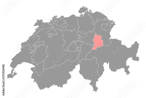 Glarus map, Cantons of Switzerland. Vector illustration.