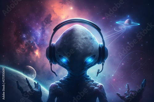 alien listening music created using AI Generative Technology