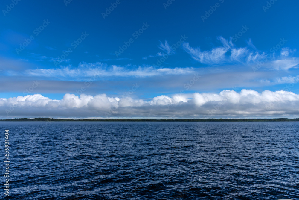 Panoramic view of the White Sea near the Solovetsky Islands, Russia
