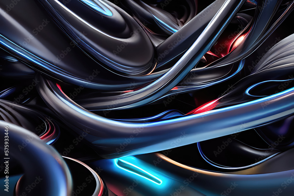 Dark color tone soft 3d curvy lines background. Ai generated art. Dark color tone soft 3d curvy lines background. Ai generated art.
