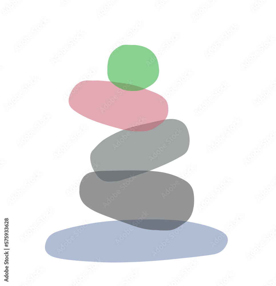 Balance stones for spa. Zen concept of concentration. Simple illustration of stack of geometric shapes Balance stones for spa. Zen concept of concentration. Simple illustration of stack of geometric shapes