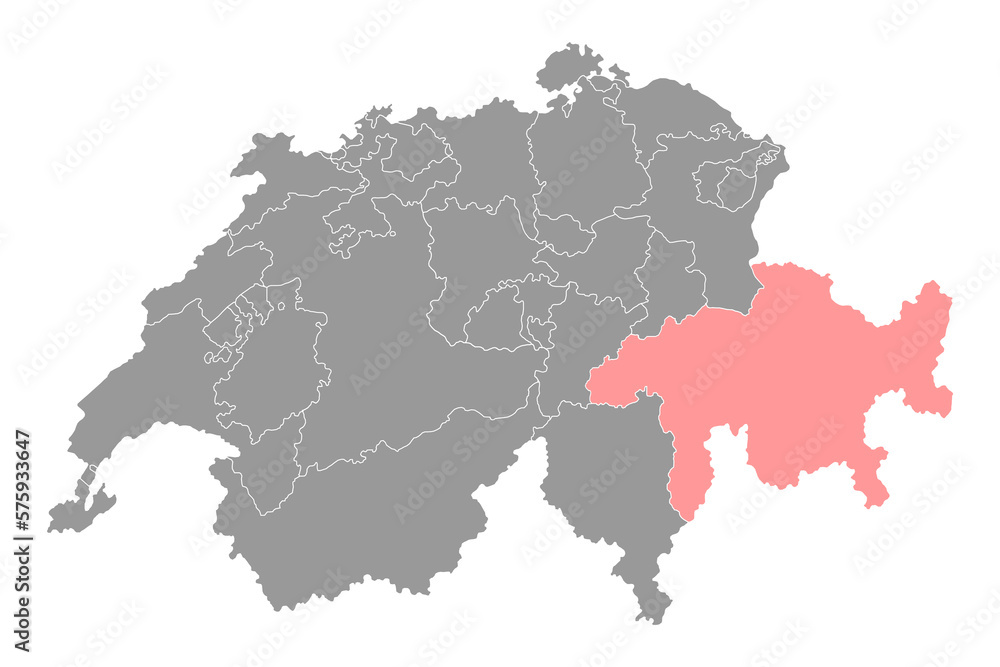 Grisons map, Cantons of Switzerland. Vector illustration. Grisons map, Cantons of Switzerland. Vector illustration.