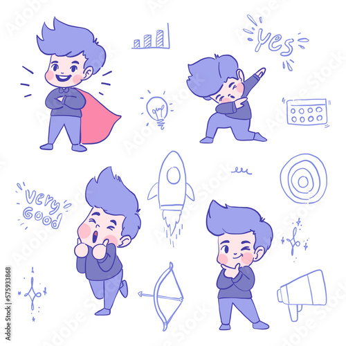 Set of men charater in emotion and expression