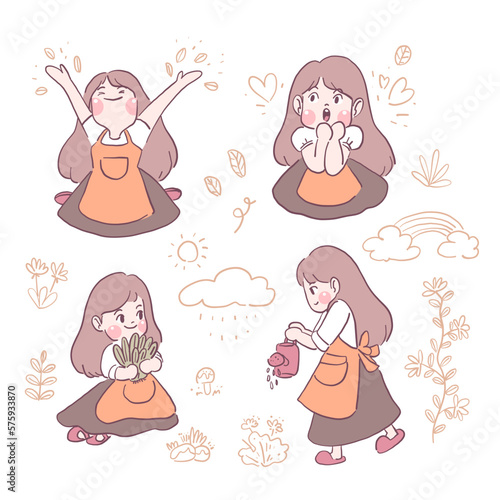 Set of women charater in emotion and expression