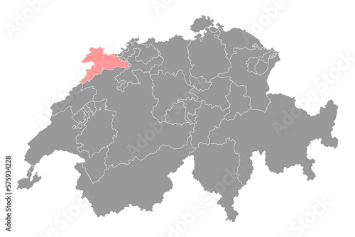 Jura map, Cantons of Switzerland. Vector illustration.