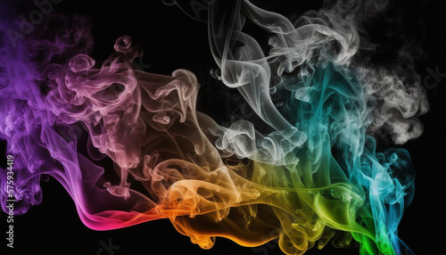 colorful smoke on the black background, abstract
