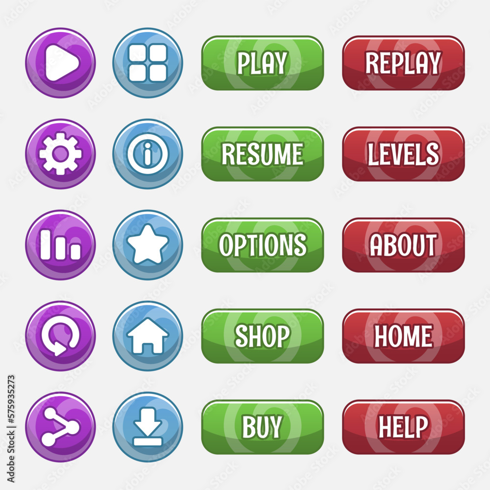 Set of game menu selection for rpg and adventure game Set of game menu selection for rpg and adventure game
