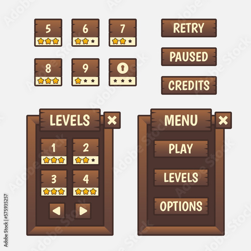 Set of game menu selection for rpg and adventure game