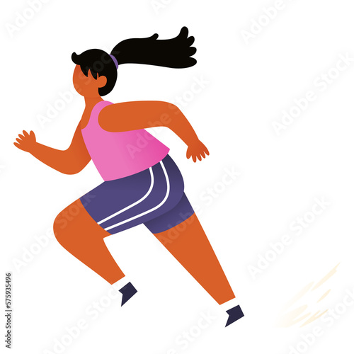Female Runner Character Running Posing, Illustration © zhujub