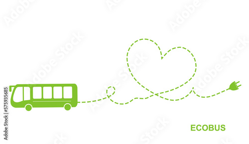 Vector illustration of electric green bus sign