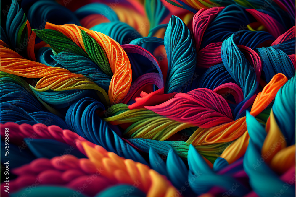 close up of colorful threads, generative ai