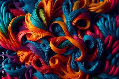 close up of colorful threads, generative ai