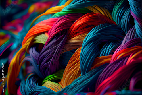 close up of colorful threads, generative ai