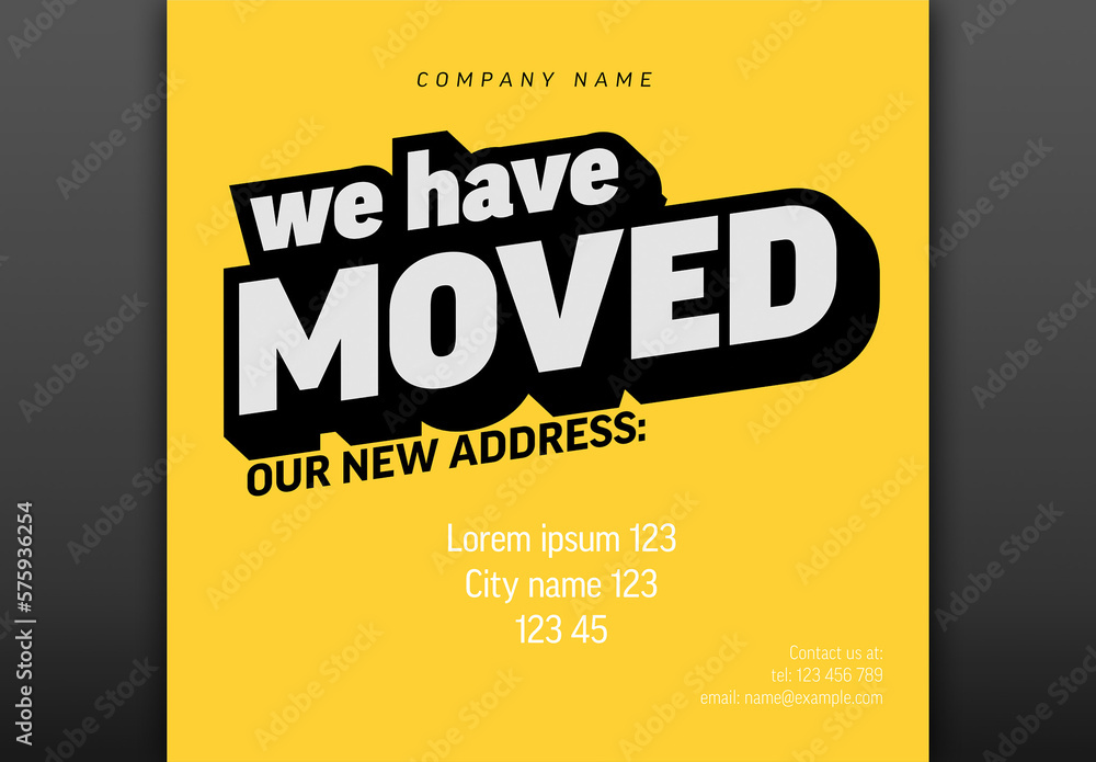 We have moved yellow minimalistic flyer template