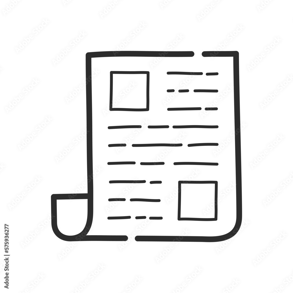 Newspaper icon. Hand drawing design style. Vector. Newspaper icon. Hand drawing design style. Vector.