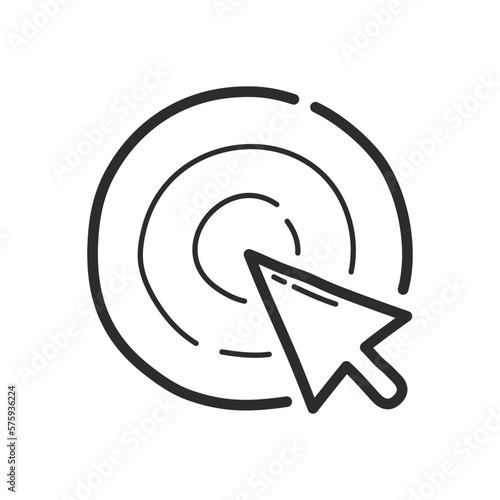 Click ad icon. Hand drawing design style. Vector.