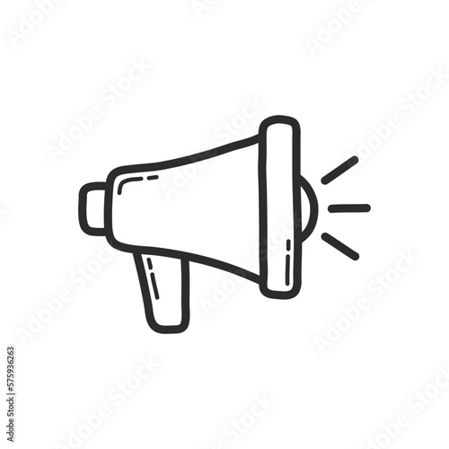 Loudspeaker or megaphone icon. Hand drawing design style. Vector.
