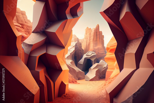 Fotografia Beautiful abstract surreal geometric canyon concept, contemporary colors and mood social background