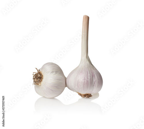 Ripe garlic isolated on a white background