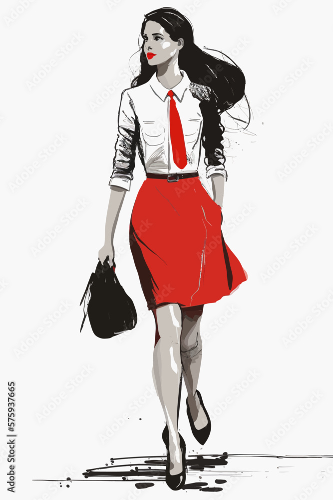 Business woman fashion sketch. Women`s history month graphics resource. Business woman fashion sketch. Women`s history month graphics resource.